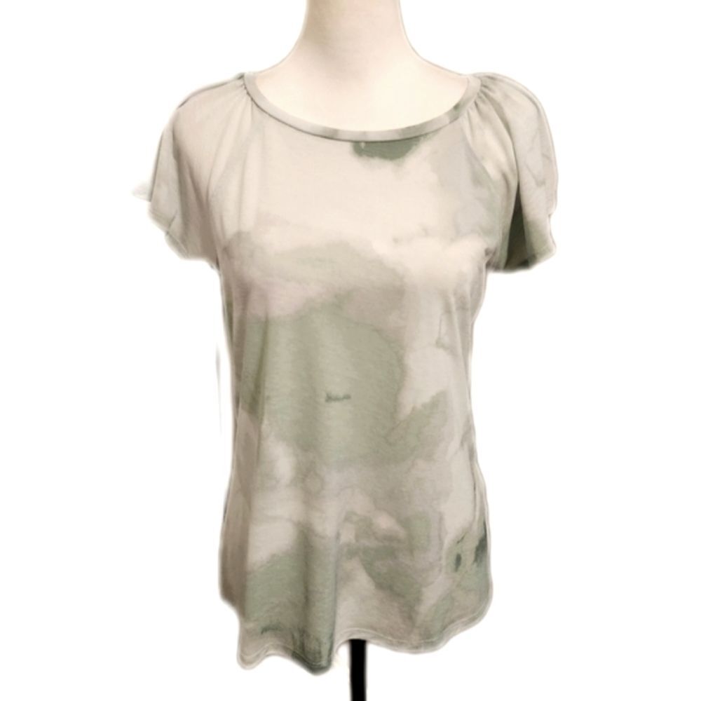 Nine West tie dye green & cream flutter sleeve tee t-shirt, medium